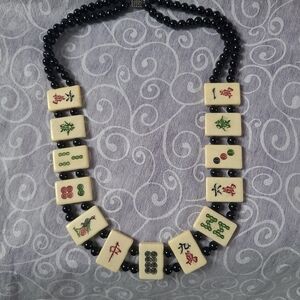 Vintage MahJong and Black Onyx Necklace